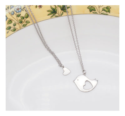 Sabrina Mother and Daughter Bird's Heart Necklace Set for 2