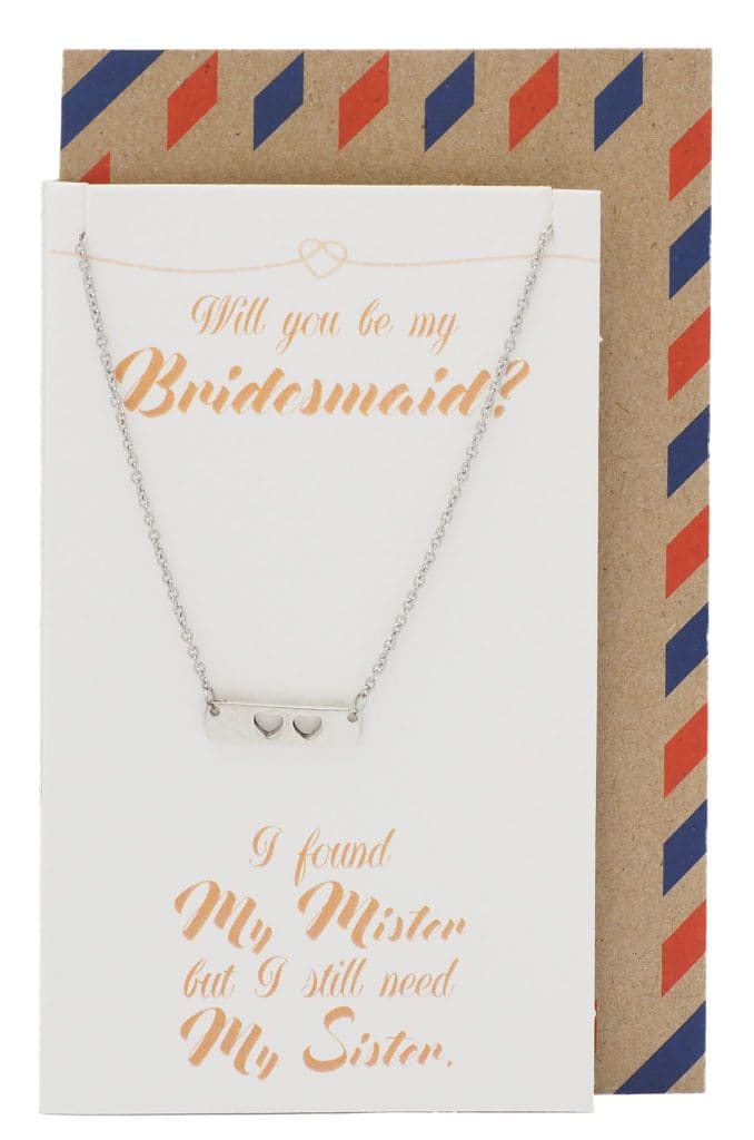 Juliet Two Hearts Bar Necklace for Bridesmaid