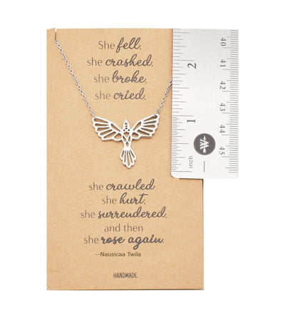 Brinley Phoenix Pendant Women Necklace, Bird Charm with Motivational Quote Card