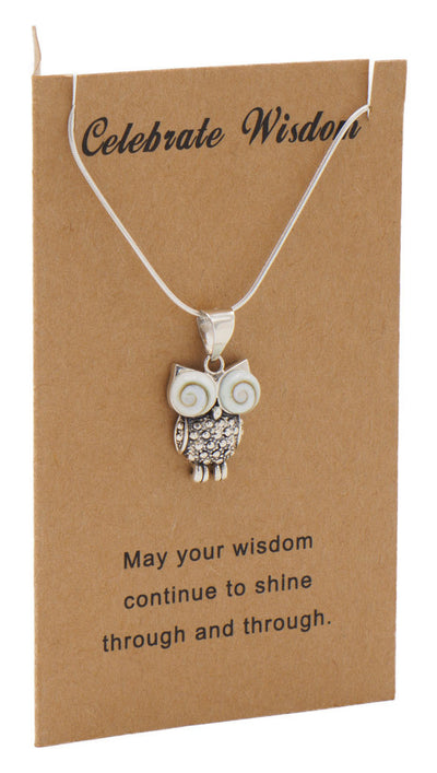 Ruth Owl Necklace Graduation Gifts and Cards with Wisdom Quotes