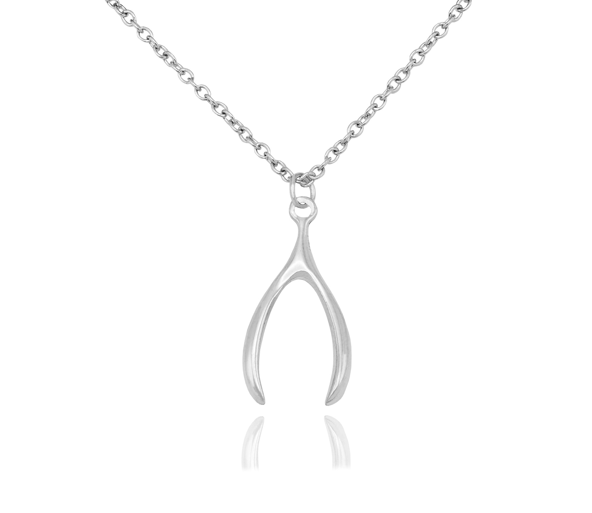 925 Sterling Silver Wishbone Charm Pendant Necklace (16-24 inch).