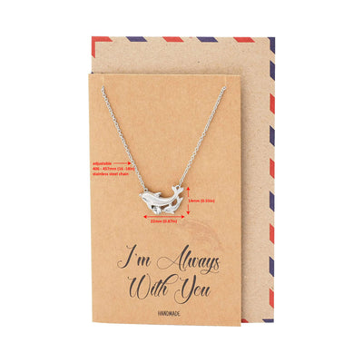Dazzle Mother Daughter Necklace Dolphin Pendant I'm Always With You Jewelry Greeting Card