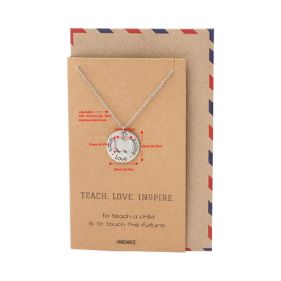 Elise Gifts for Teachers - Teach, Love, Inspire Necklace and Greeting Card