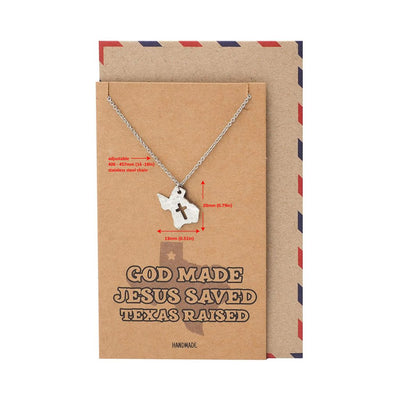 Ella Texas Map Cross Necklace for Women with Greeting Card
