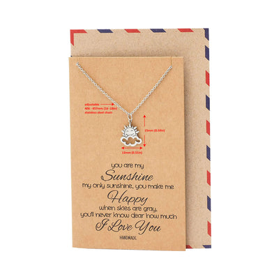 Ellen Sun and Cloud Charms Necklace, You are my Sunshine, Inspirational Quotes with Greeting Card