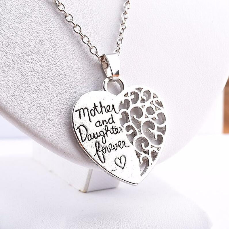 Andrea Mother Daughter Forever Necklace with Engraved Letters Pendant
