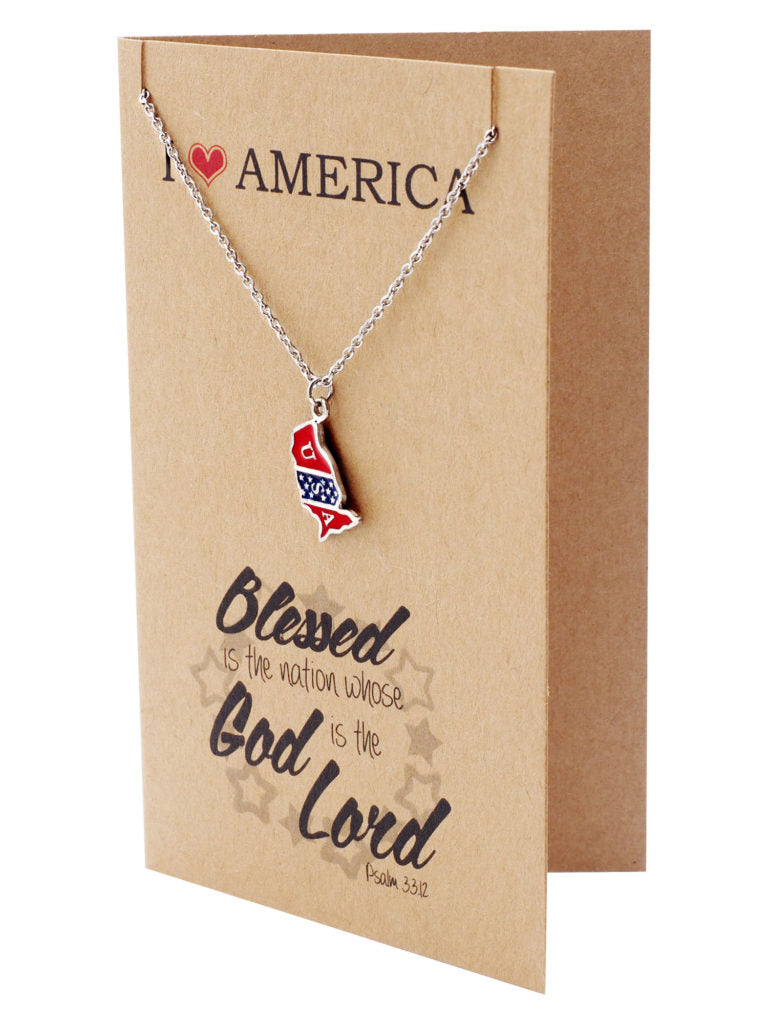 I Love America Necklace 4th of July Necklace