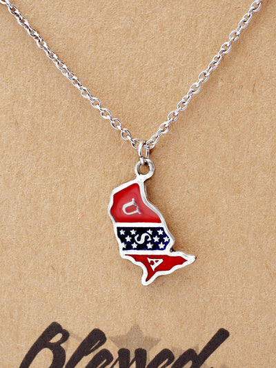Vi July 4th American Flag Pin I Love America Blessed is the Nation Whose God is the Lord Necklace