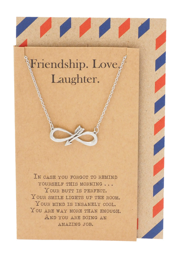 Shannon Infinity Arrow Friendship Necklace for Women with Inspirational Quote