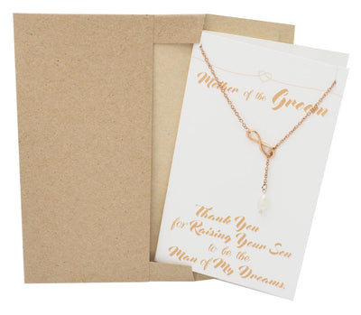Kayla Mother of the Groom Infinity Pearl Lariat Necklace