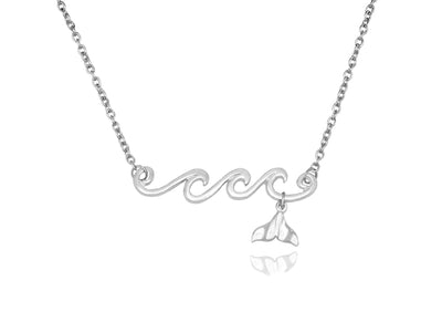 Irene Wave and Whale Tail Pendant Necklace for Women and Ocean Lover