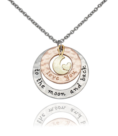 Julie Heart And Moon Engraved Necklace, Gifts For Women, Birthday Gifts Comes with Sweet Quote