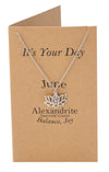 Madeline Birthday Cards Yoga Lotus Flower June Birthstone Necklace with OM Symbol