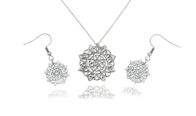 Aline Lotus Jewelry, Lotus Flower Necklace and Earrings for Women with Inspirational Greeting Card