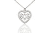 Draya Lotus Flower in Heart Pendant Necklace, Gifts for Women with Greeting Card, Rhodium Plated