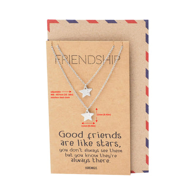 Macy Best Friend Necklaces with Matching Star Pendant, Friendship Necklace for 2