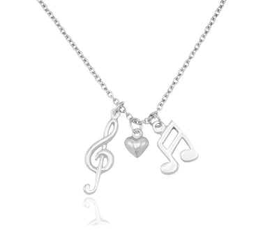 Mara Music Note Necklace, Gifts for Music Lovers, Music Jewelry, Rhodium or Gold Plated