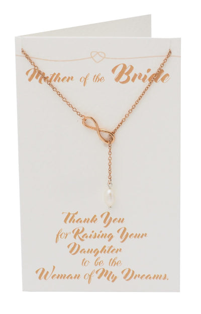 Haven Mother of the Bride Infinity Pearl Lariat Necklace