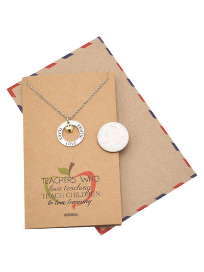 Bryce Teachers Gifts, Teach Love Inspire Necklace and Thank You Card