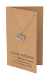 Lotus Flower Om Necklace with Spanish Yoga Quotes