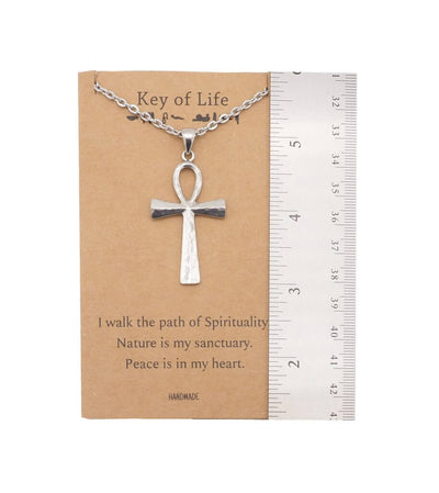 Laniya Ankh Cross Pendant Necklace, Gifts for Men and Women with Inspirational Quote on Greeting Card