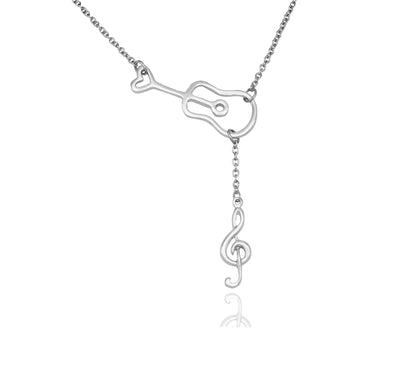 Cattleya Guitar Music Note Necklace with Treble Pendant, Gifts for Music Lovers