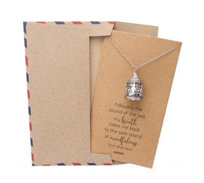 Aleah Buddha Bell Necklace Inspirational Quotes Jewelry Greeting Card