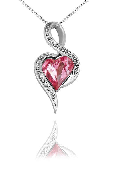 2 PINK Heart made with Swarovski Crystal Love Friends Lover Mothers Day  Necklace | eBay