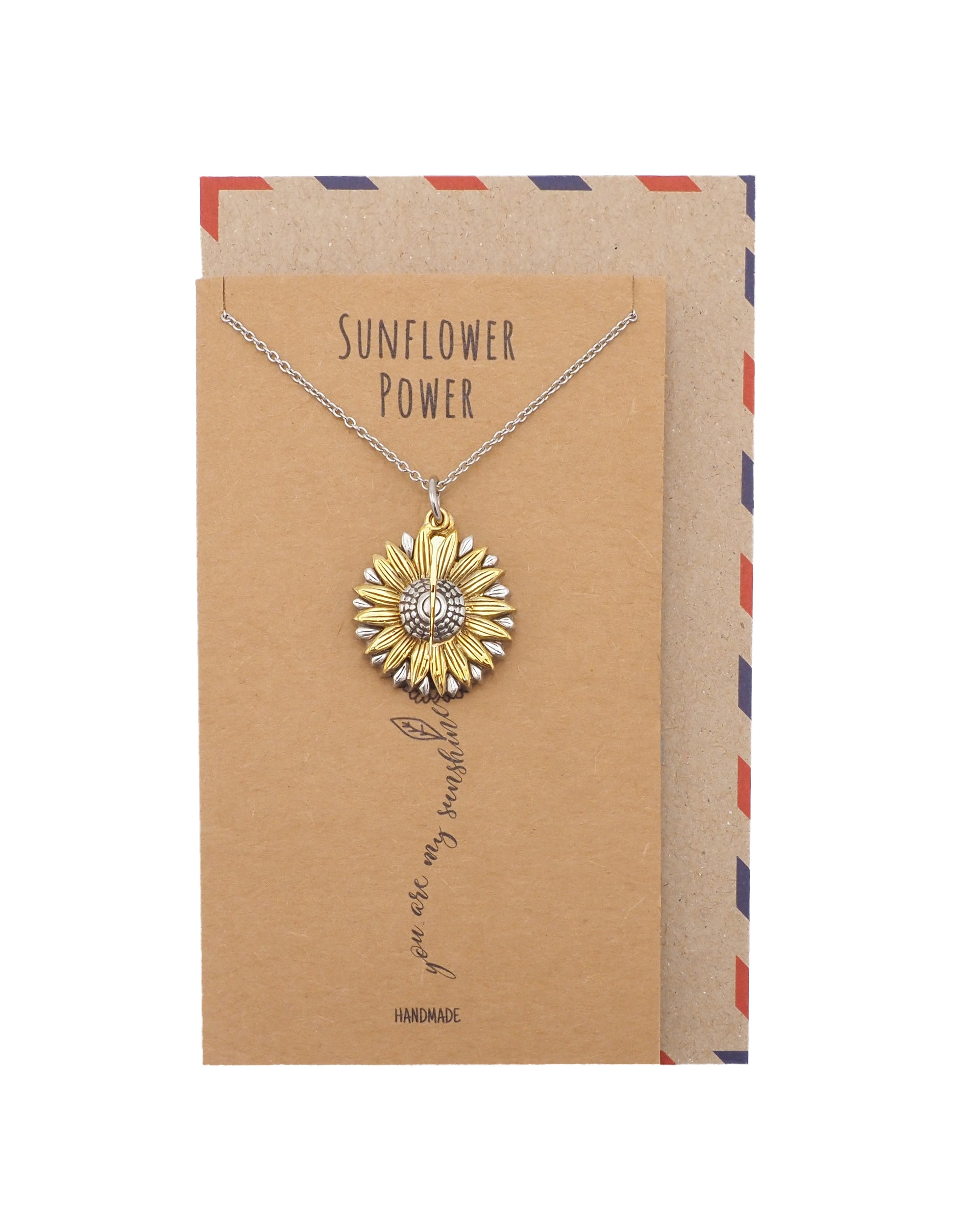 Adeola You Are My Sunshine Necklace, Sunflower Locket Pendant Engraved Gifts Jewelry Greeting Cards