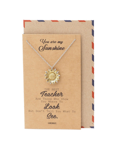 Kamila Sunflower Pendant Necklace for Women, Best Friend Gifts and Greeting Card