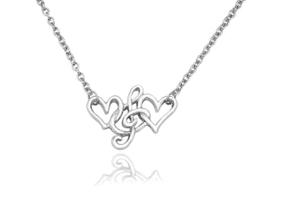 Seb Treble Clef with Hearts Necklace, Gifts for Music Lovers, Music Jewelry