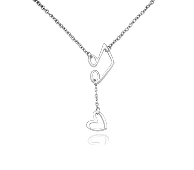 Nia Music Note Heart Necklace, Gifts for Music Lovers, Music Jewelry, Rhodium Plated