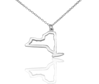 Juliette New York Map Necklace for Women with Greeting Card - Silver Tone