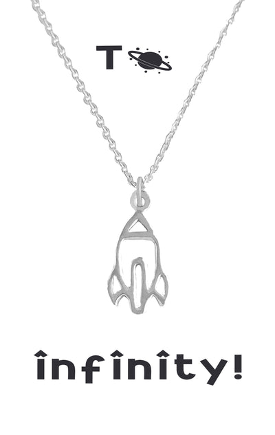 Annie Jump Cannon Rocketship and Saturn Set of 2 Pendant Necklace with Handmade Inspirational Greeting Card
