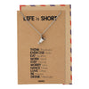 Sadie Life is Short Drink Milkshake Necklace, Best Friend Gifts, Inspirational Jewelry Greeting Card