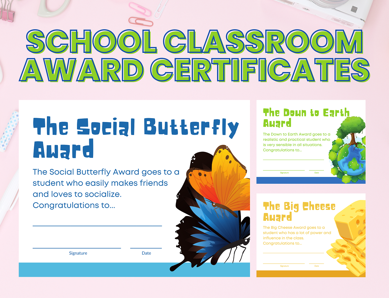 Free Back-To-School Printables Student Classroom Awards and Certificate Cards