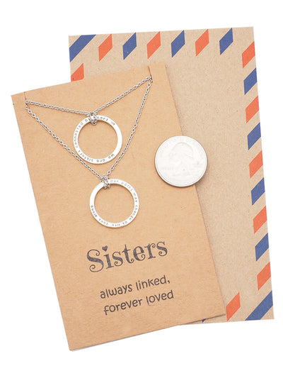 Rosanne Sisters Set of 2 Matching Necklaces with Engraved Ring Pendants