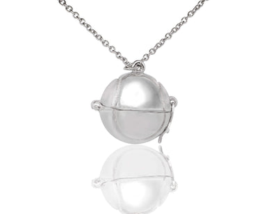 Catalina Tennis Ball Cremation Ash Holder Pendant Necklace, 100% Handmade - Silver Tone