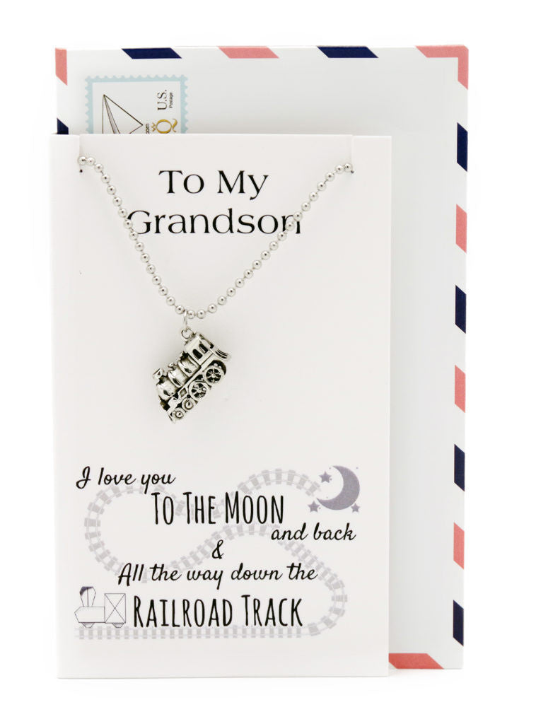 Cal Train Necklace Love You to the Moon and Back Grandson Gifts