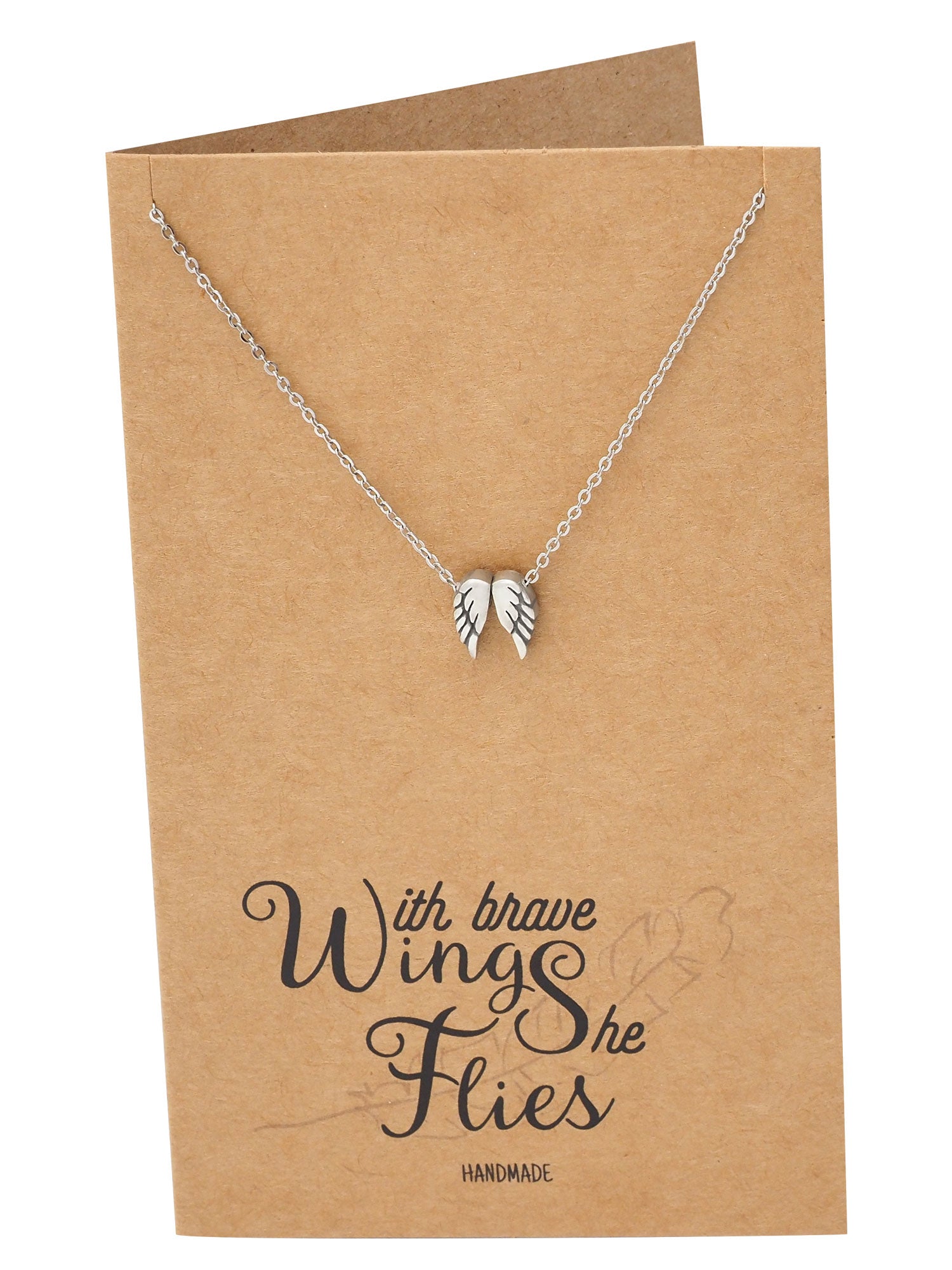 Afriel Angel Wing Necklace, Graduation Gifts with Greeting Card