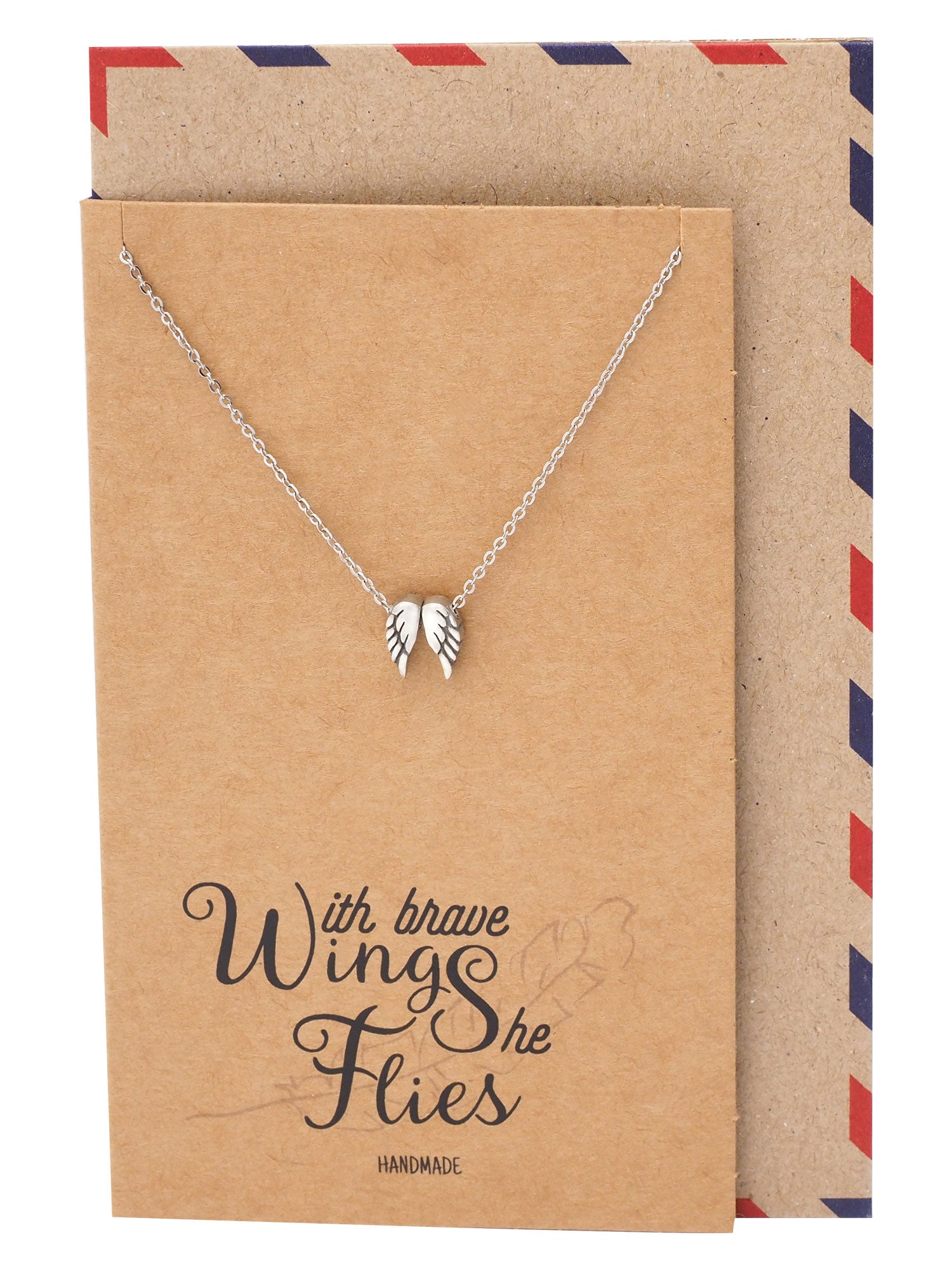 Gift Boxed Angel Wings Necklace Sterling Silver 16