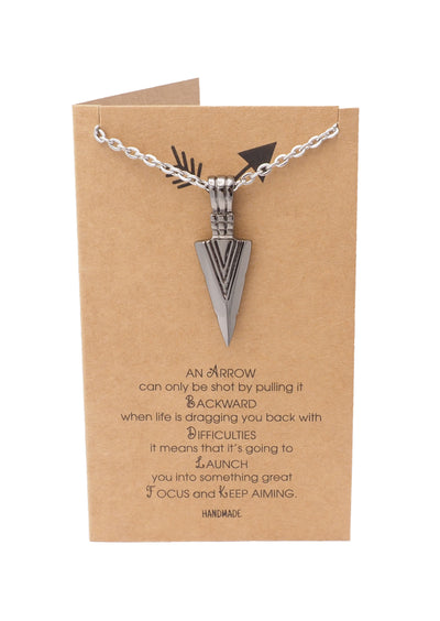 Remi Arrow Pendant Necklace, Handmade Gifts for Women with Inspirational Greeting Card
