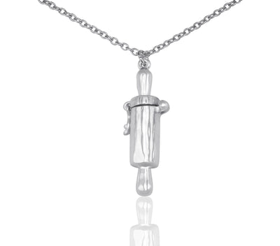 Milana Rolling Pin Cremation Pendant Necklace, 100% Handmade - Silver Tone