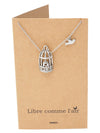 Aya Bird Cage with Key and Bird Charms Necklace