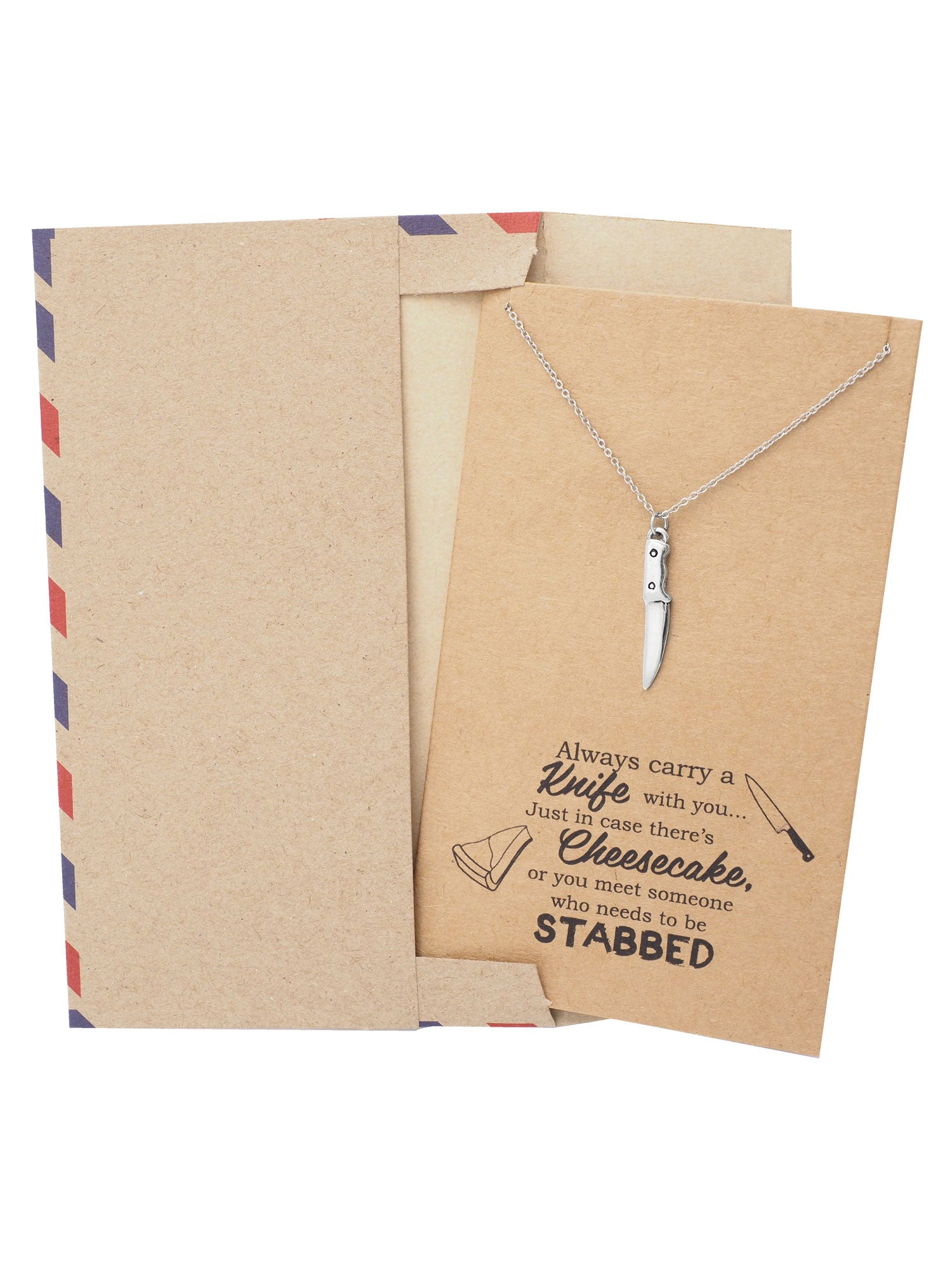 Quan Jewelry Mini Chef Knife Necklace, Gifts for Women, Men with Funny Quotes on Greeting Card -Silver Tone, Women's, Size: One Size