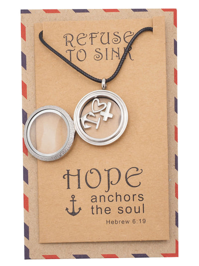 Roslyn Anchor Locket Necklace with Anchor, Cross, and Heart Charms