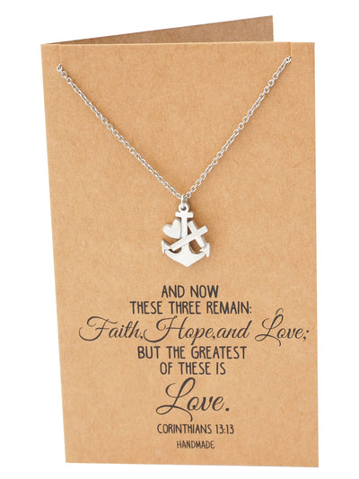 Sabel Faith Hope and Love Necklace with Heart Anchor Cross Pendant