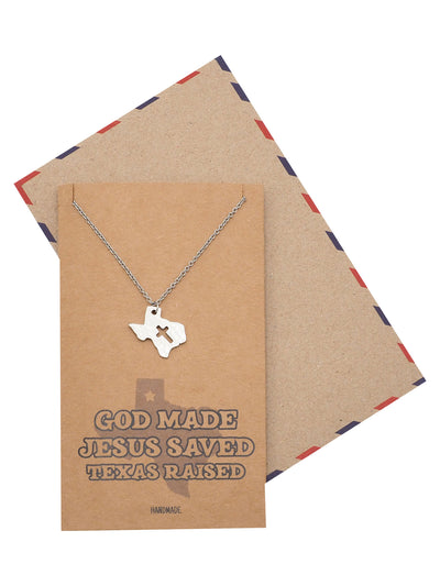 Ella Texas Map Cross Necklace for Women
