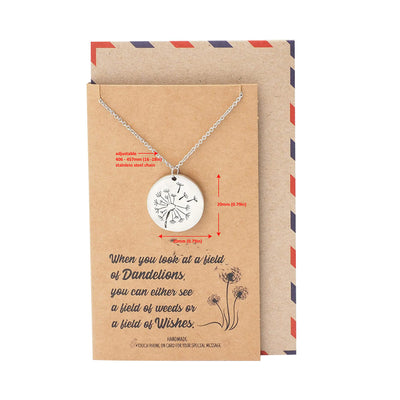 Zelda Dandelion Plate Pendant Necklace, Inspirational Jewelry for Women