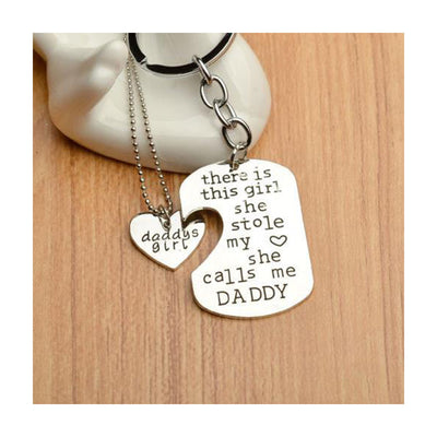 Dominic Father Daughter Personalized Keychain & Heart Necklace